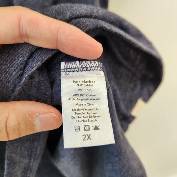 Fair Harbor Classic Tee Navy Blue T-Shirt Shirt BCI Cotton Comfy Men's 2X - Picture 6 of 6